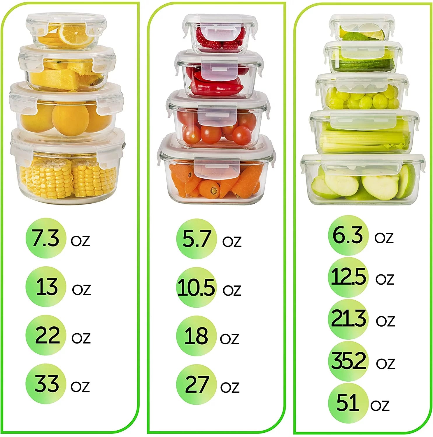 26 Pcs Glass Food Storage Containers