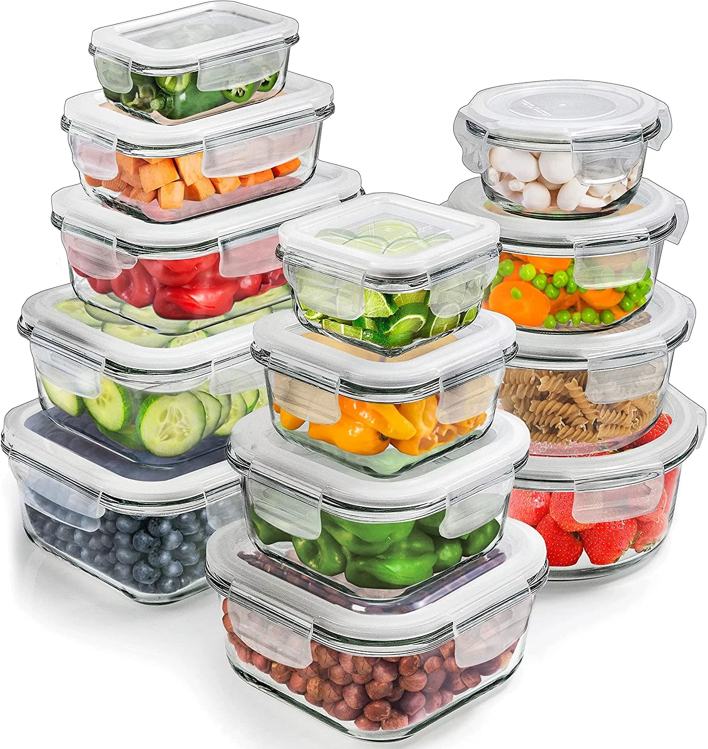 26 Pcs Glass Food Storage Containers