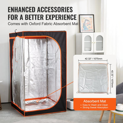 VEVOR Portable Steam Sauna Tent Full Size, 1000W Personal Sauna Blanket Kit for Home Spa, Detoxify & Soothing Heated Body Therapy, Time & Temperature Remote Control with Floor Mat